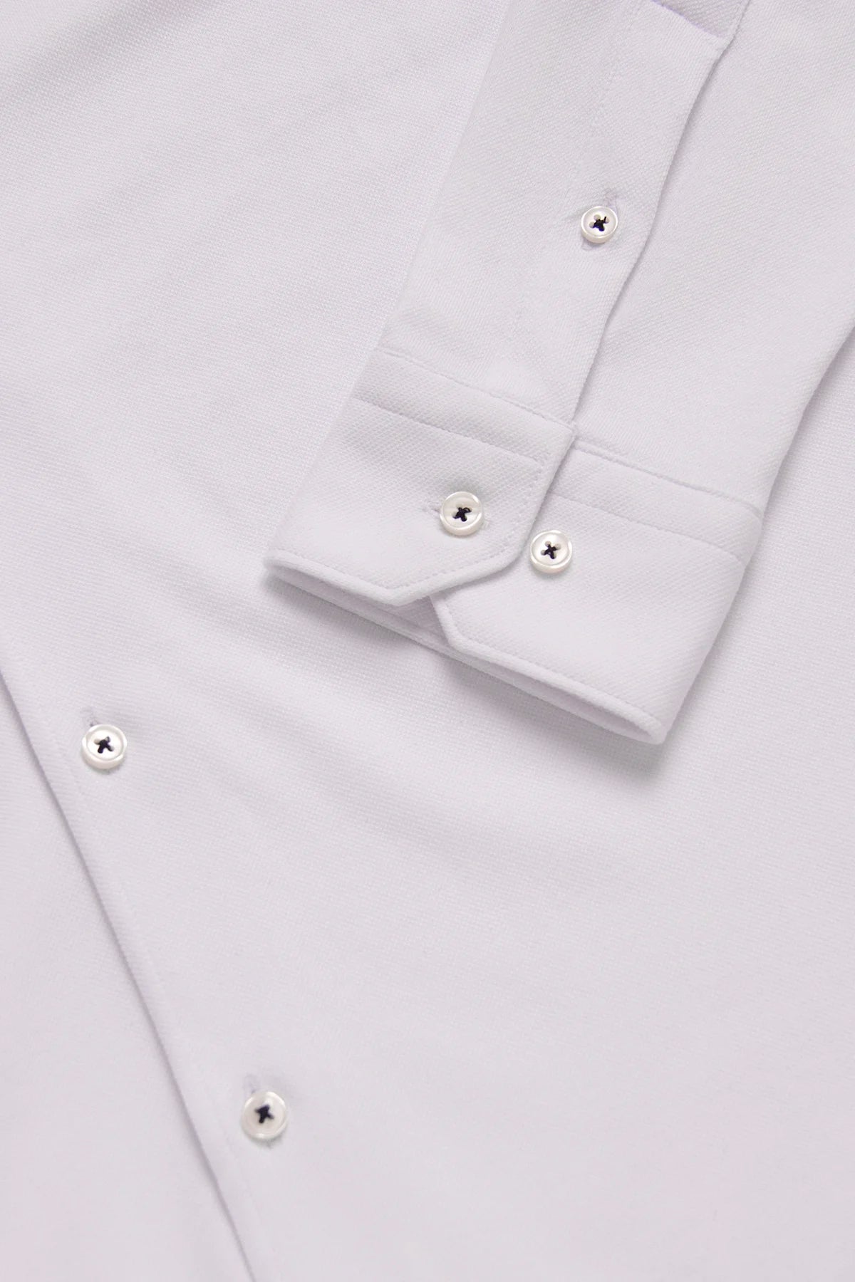 Camisa Piqué Botón Contraste Algodón Blanco